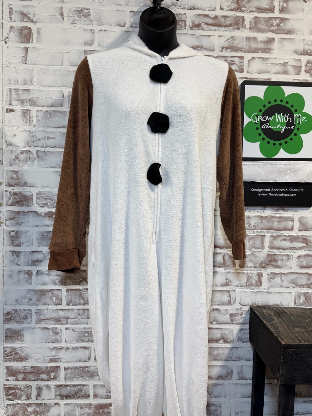 Disney Olaf White Plush Hooded Onesie with Brown Sleeves adult 3X